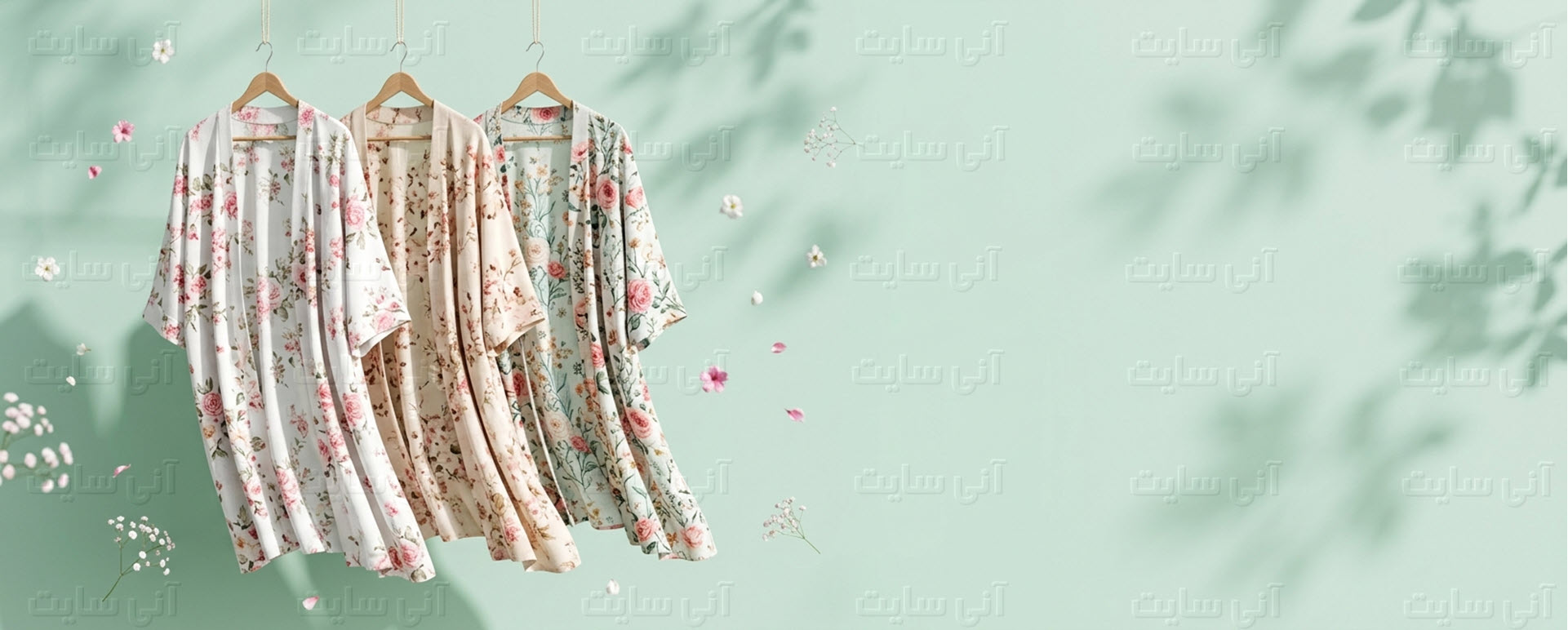 دانلود تصویر آماده برای بنر سایت فروشگاهی | مانتوهای نخی گلدار تابستانه