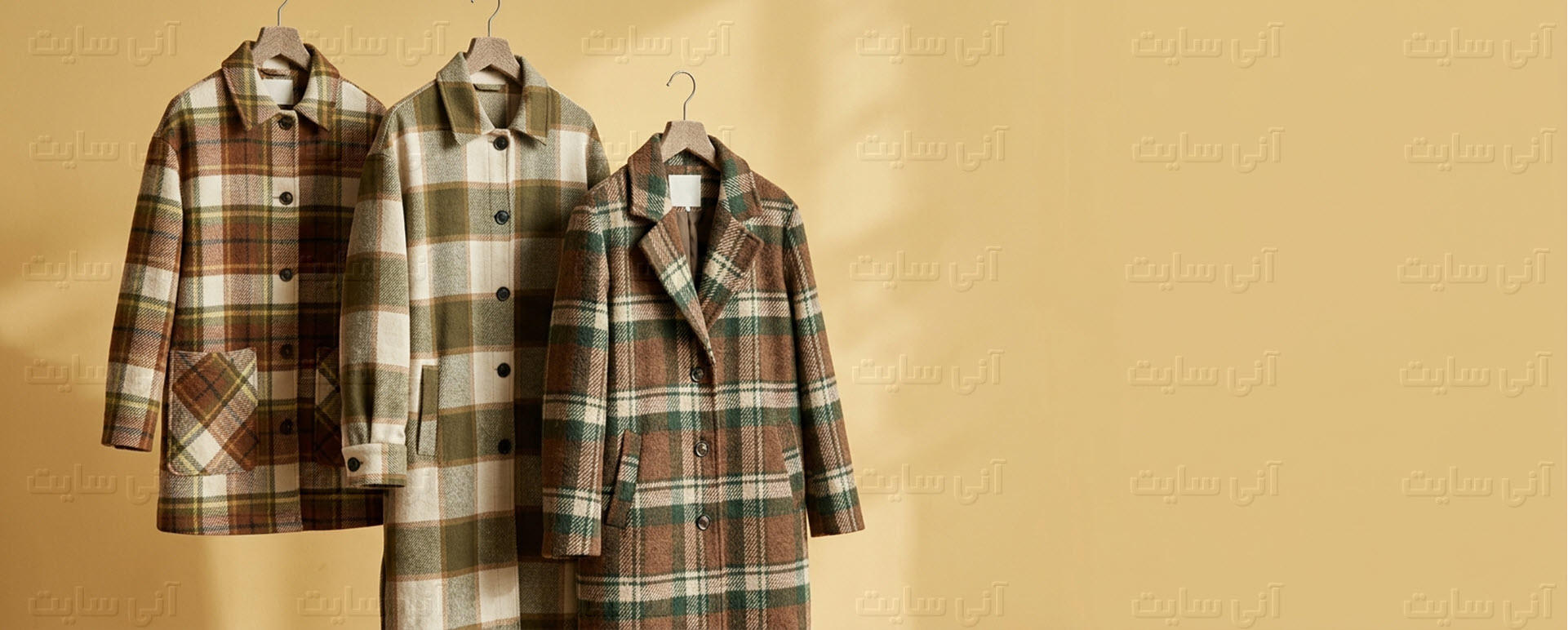 دانلود تصویر آماده برای بنر سایت فروشگاهی | مانتوهای چهارخانه گرم