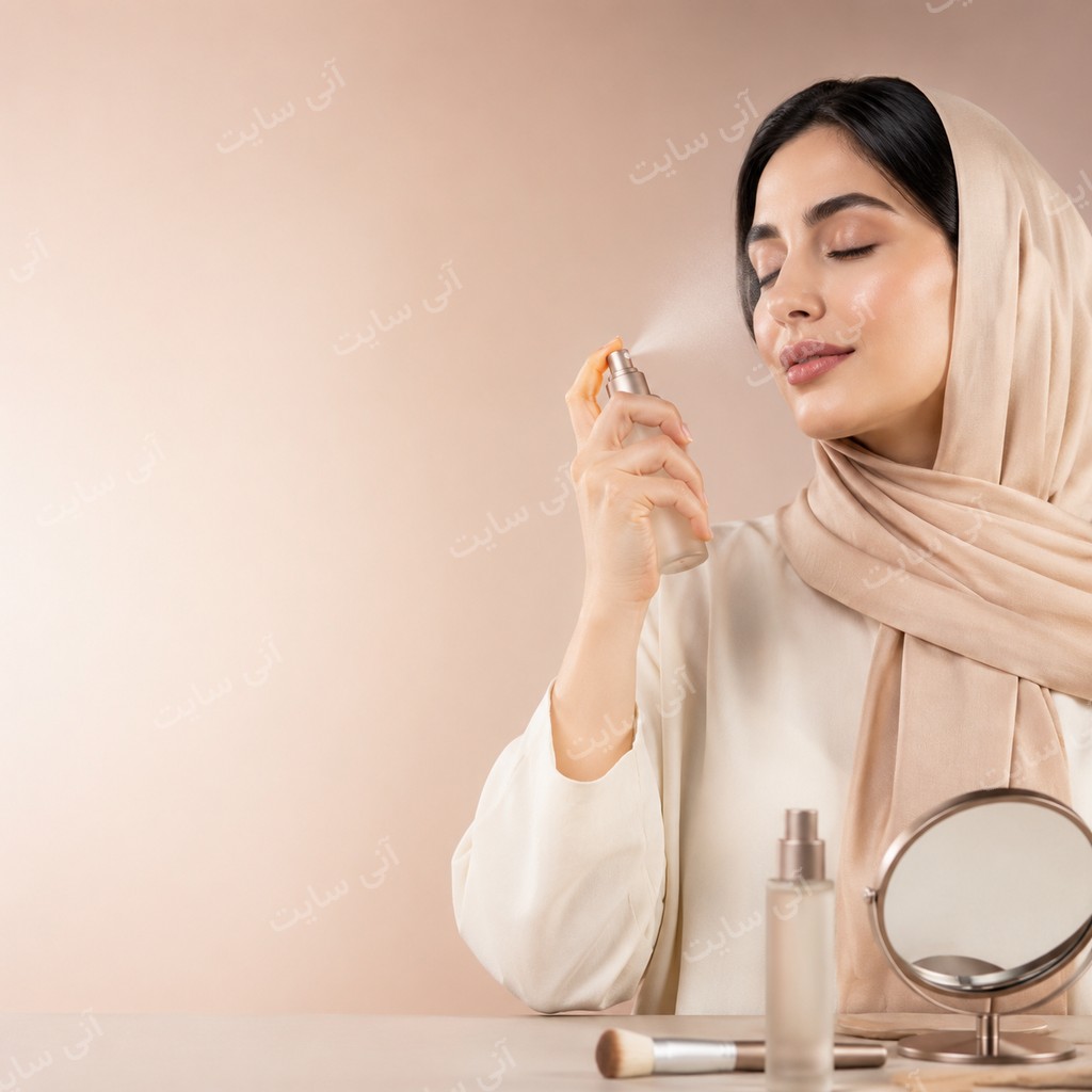 دانلود تصویر آماده سرم | اسپری فیکس آرایش با مه بسیار ظریف