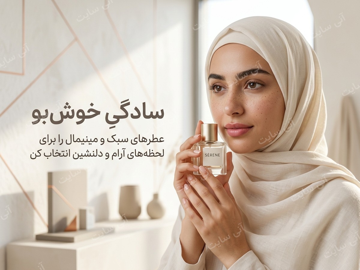 دانلود تصویر آماده پس زمینه مینیمال | بنر عطر زنانه سفید کرم با حس پاکیزه و مینیمال