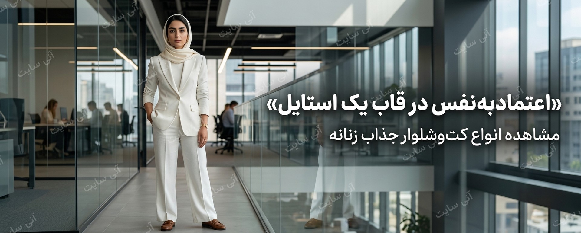 دانلود تصویر آماده برای بنر سایت فروشگاهی | بنر کت‌وشلوار زنانه