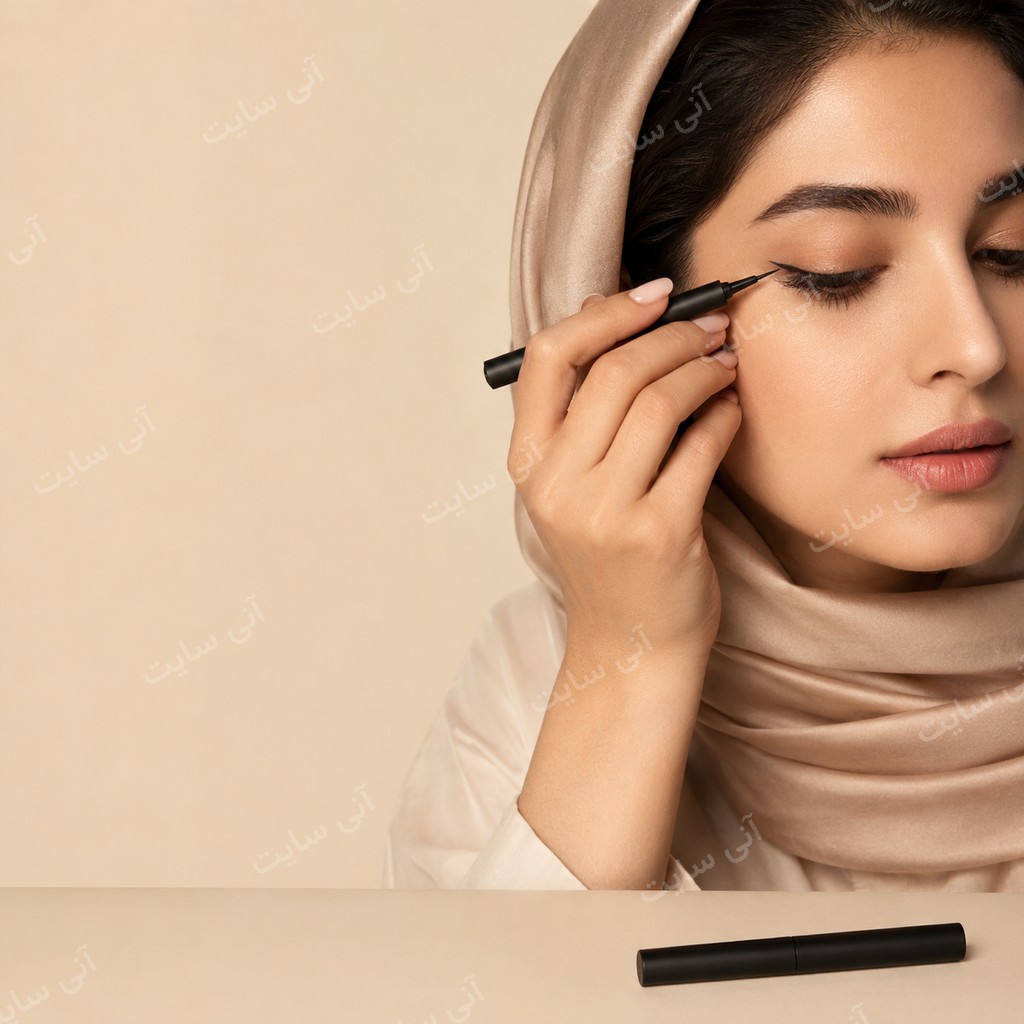دانلود تصویر آماده سرم | خط چشم مایع با تمرکز بر دقت دست