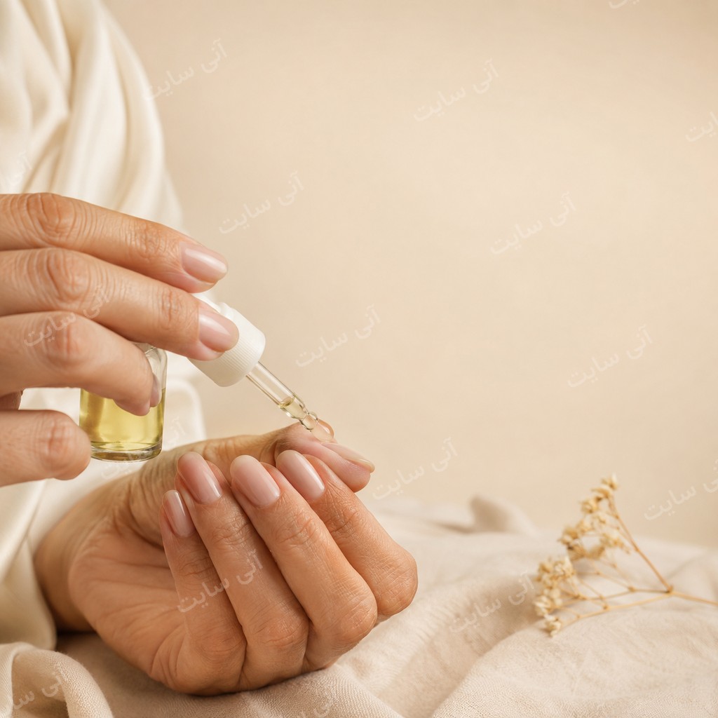 دانلود تصویر آماده سرم | روغن کوتیکول ناخن با قطره‌چکان و حس مراقبت دست