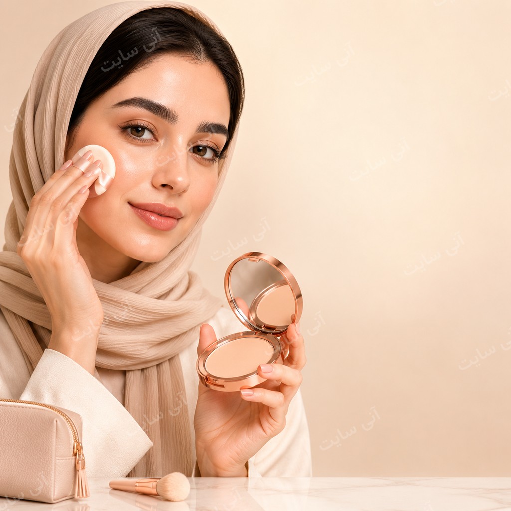 دانلود تصویر آماده سرم | پنکک آرایشی با آینه و براش نرم
