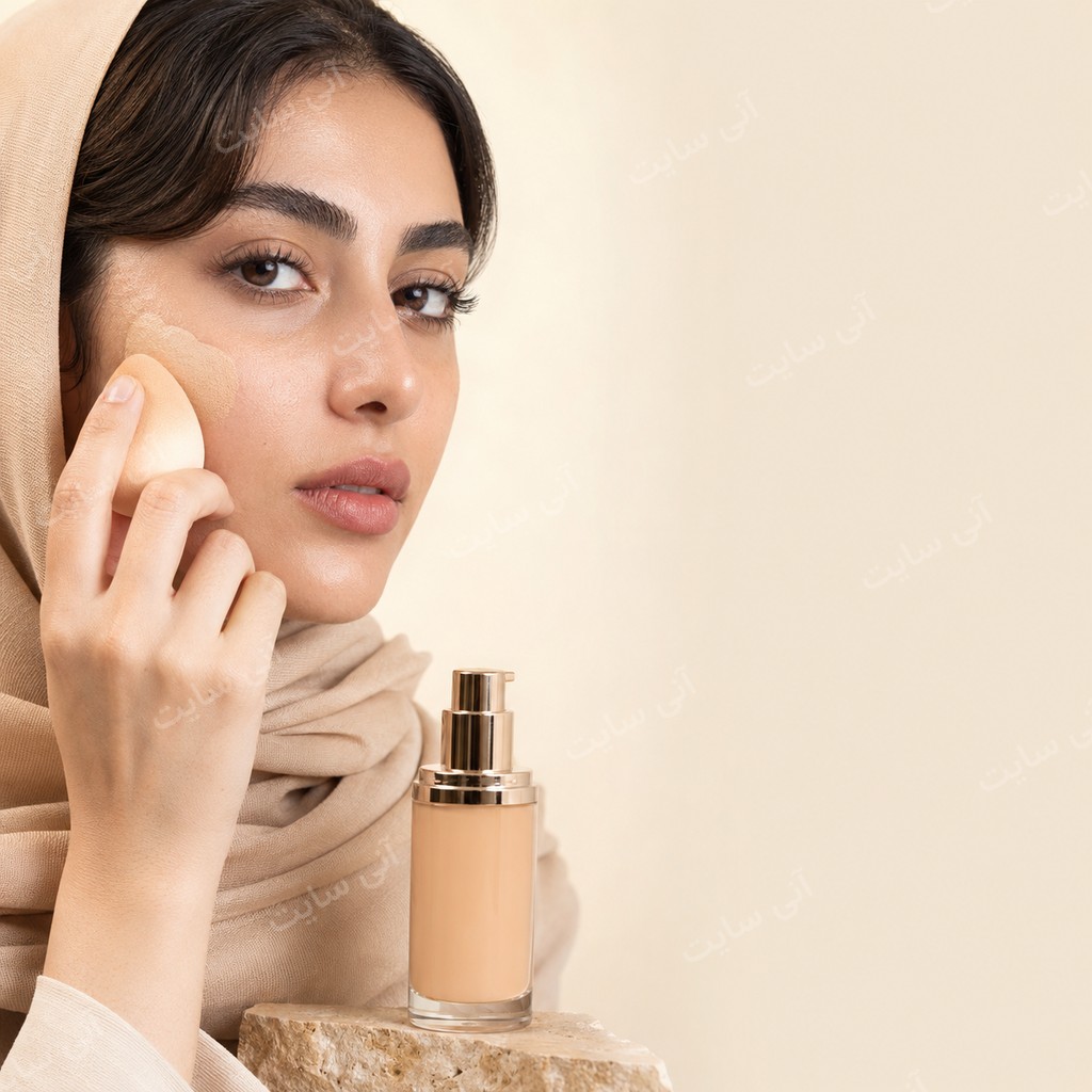 دانلود تصویر آماده مراقبت از پوست | کرم‌پودر سبک با پوست واقعی و finish طبیعی