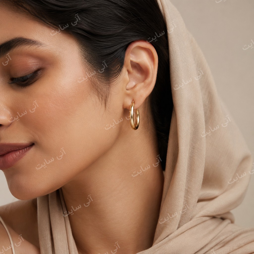 دانلود تصویر آماده مینیمال | گوشواره حلقه‌ای زنانه